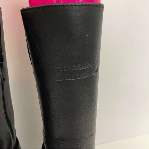 Harley Davidson Riding Boots Women’s 6.5 Black Genuine Leather Moto Biker Strap - Picture 5 of 16